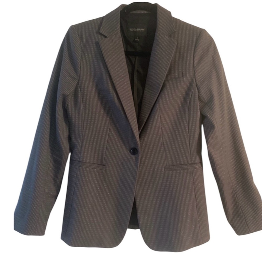 Banana Republic Long And Lean Blazer Charcoal Textured Size 0